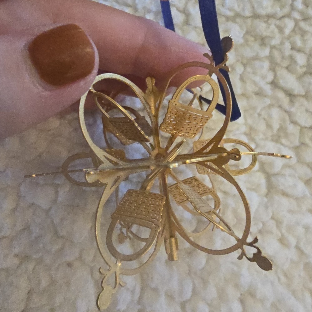Longaberger Ornament Snowflake Basket 24kt Gold Finish‎ Holiday Christmas - Picture 4 of 9